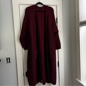 TORRID Burgundy Heavy Knit Longline Cardigan